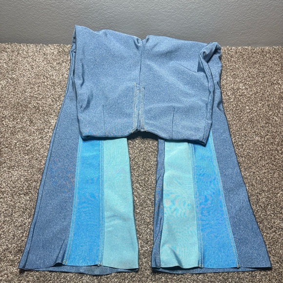 Fashion Nova Women’s Large Blue and Teal Striped High Rise Pants - Picture 7 of 14
